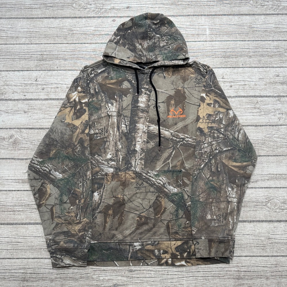 Realtree Xtra Hoodie Men's Medium Brown Camo Wood Relaxed Fit Hunting Outdoor